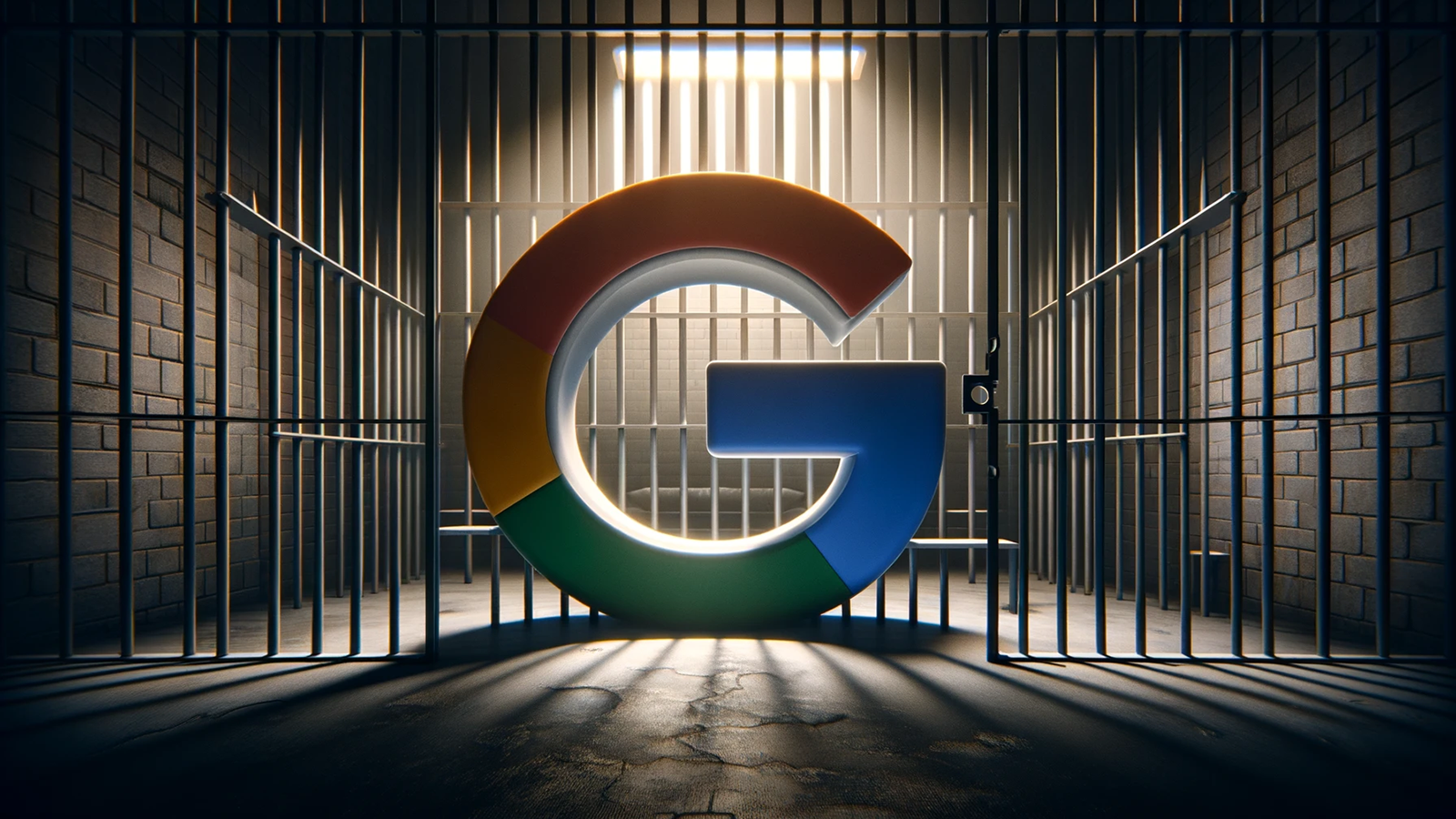Google logo in a jail cell