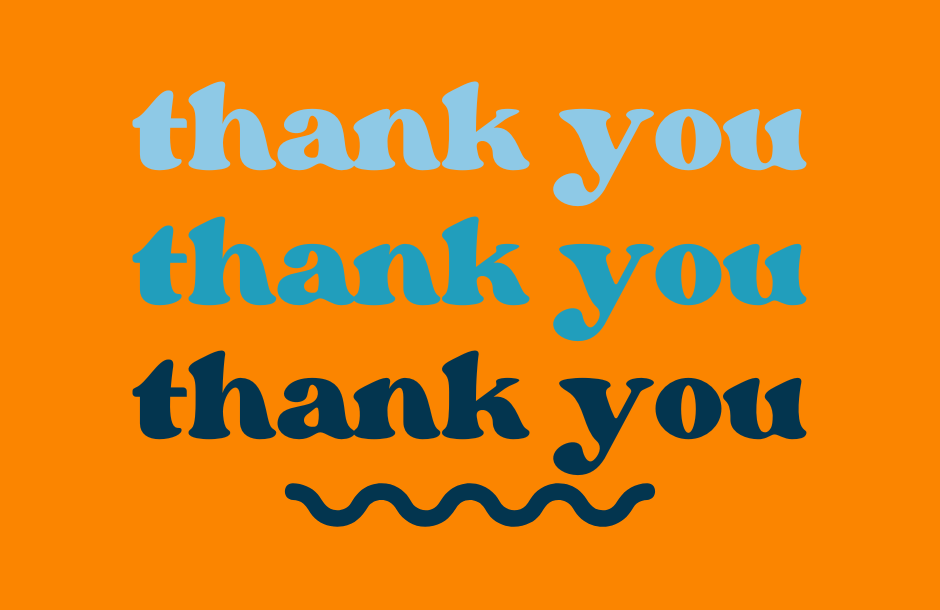 graphic that says "thank you" three times