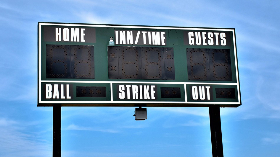 photo of a baseball scoreboard